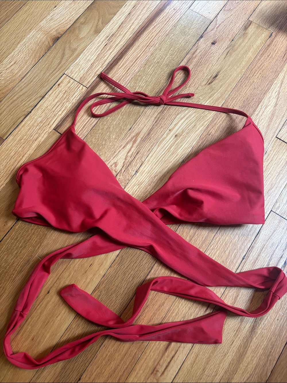 aerie Red Wrap Triangle Bikini Top